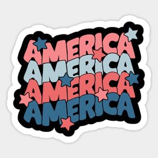 american groovy 4th july America retro patriotic USA Sticker